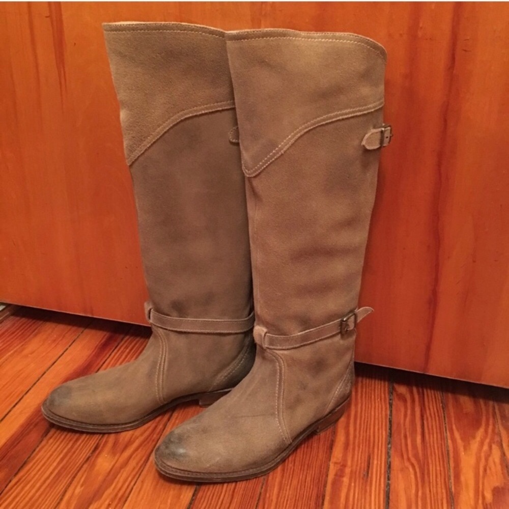 Frye Dorado tall boots. Taupe suede. Size 6.5